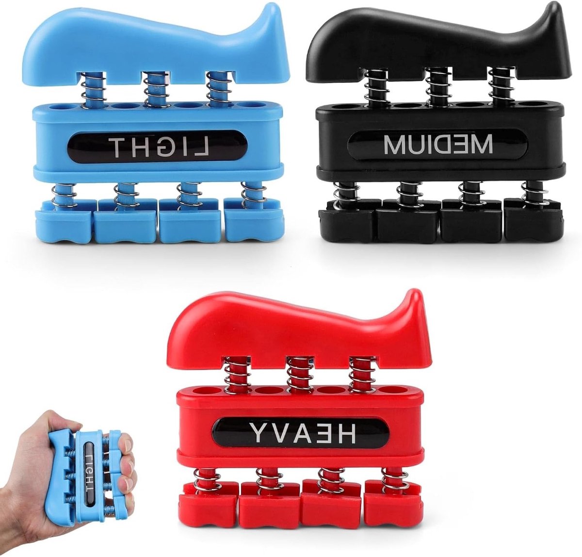 Handtrainers voor Vingers - Versterk Gripkracht voor Gitaar, Klimtraining en Fysiotherapie - Set van 3 Verschillende Weerstanden