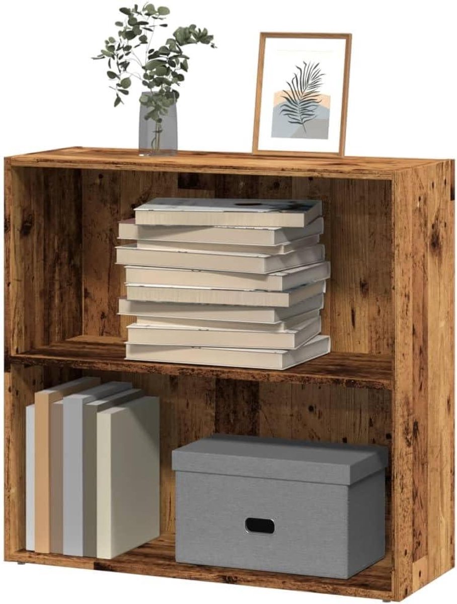 Boekenkast Hout - Opbergrek Kast - Woonkamer Inrichten - Open Vakken - 80 x 30 x 77 cm - O