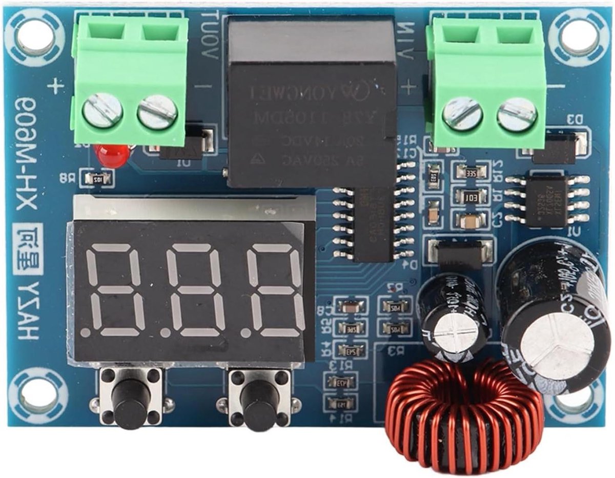 Spanningsbeveiligingsmodule - Laagspanningsuitschakeling Accu - Accu Beschermen - Digitaal Display - 57 x 42 x 19 mm - Zwart