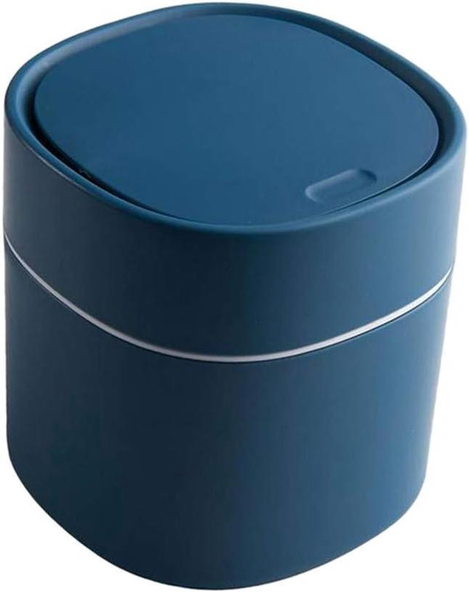 Mini Afvalemmer - Bureau Vuilnisbak - Bureau Opruimen - Met Deksel - 2 Liter - Blauw