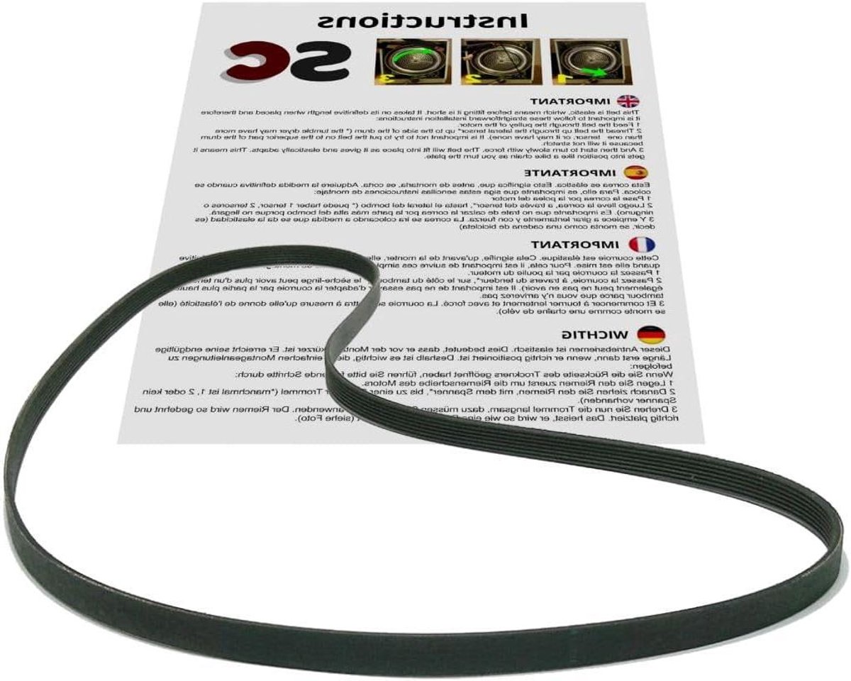 Wasmachine Riem - Aandrijfriem Sleufriem - Wasmachine Reparatie - Elastische Aanpassing - 1233 mm J5 - Zwart