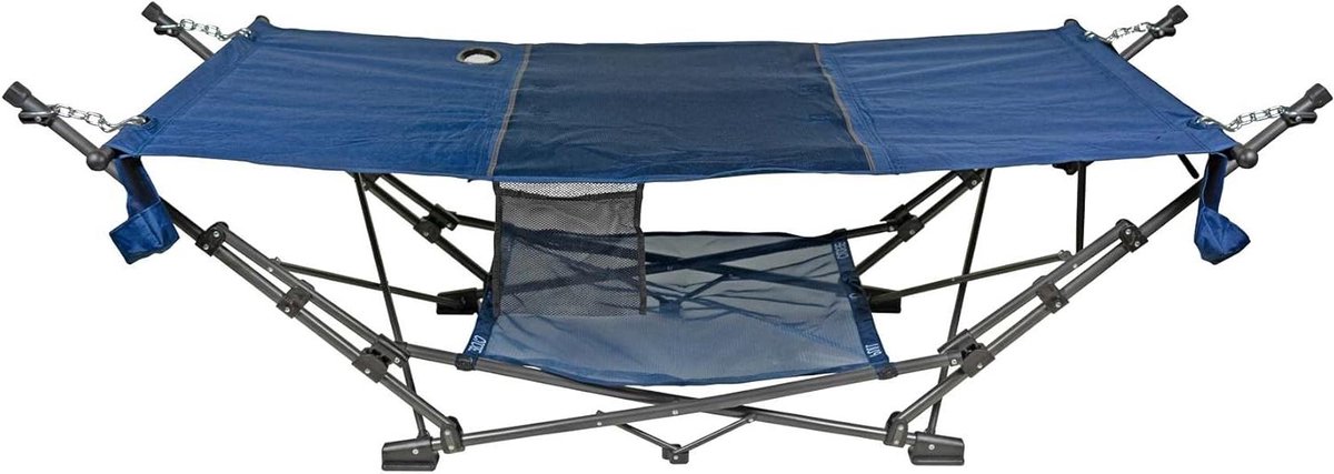 Opvouwbare hangmat - Draagbare lounge - Buiten ontspannen - Met ingebouwde opberger - 130x114 cm - Blauw