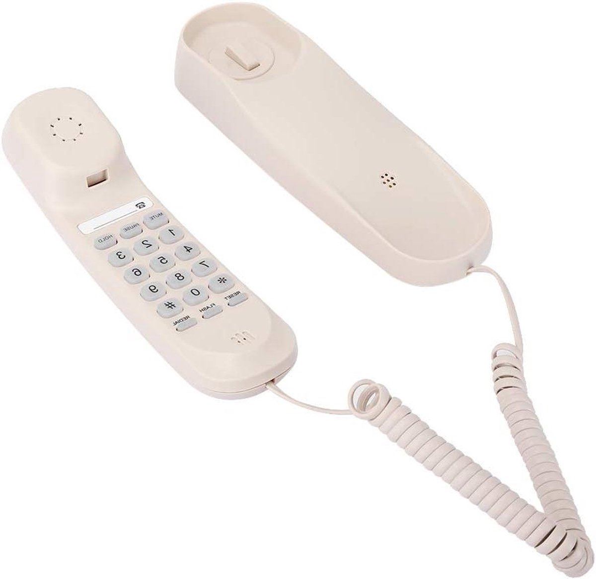 Vaste Telefoon - Wandtelefoon Bedraad - Bellen en Ontvangen - Hoortoestel Technologie - 22 x 8 x 7 cm - Beige