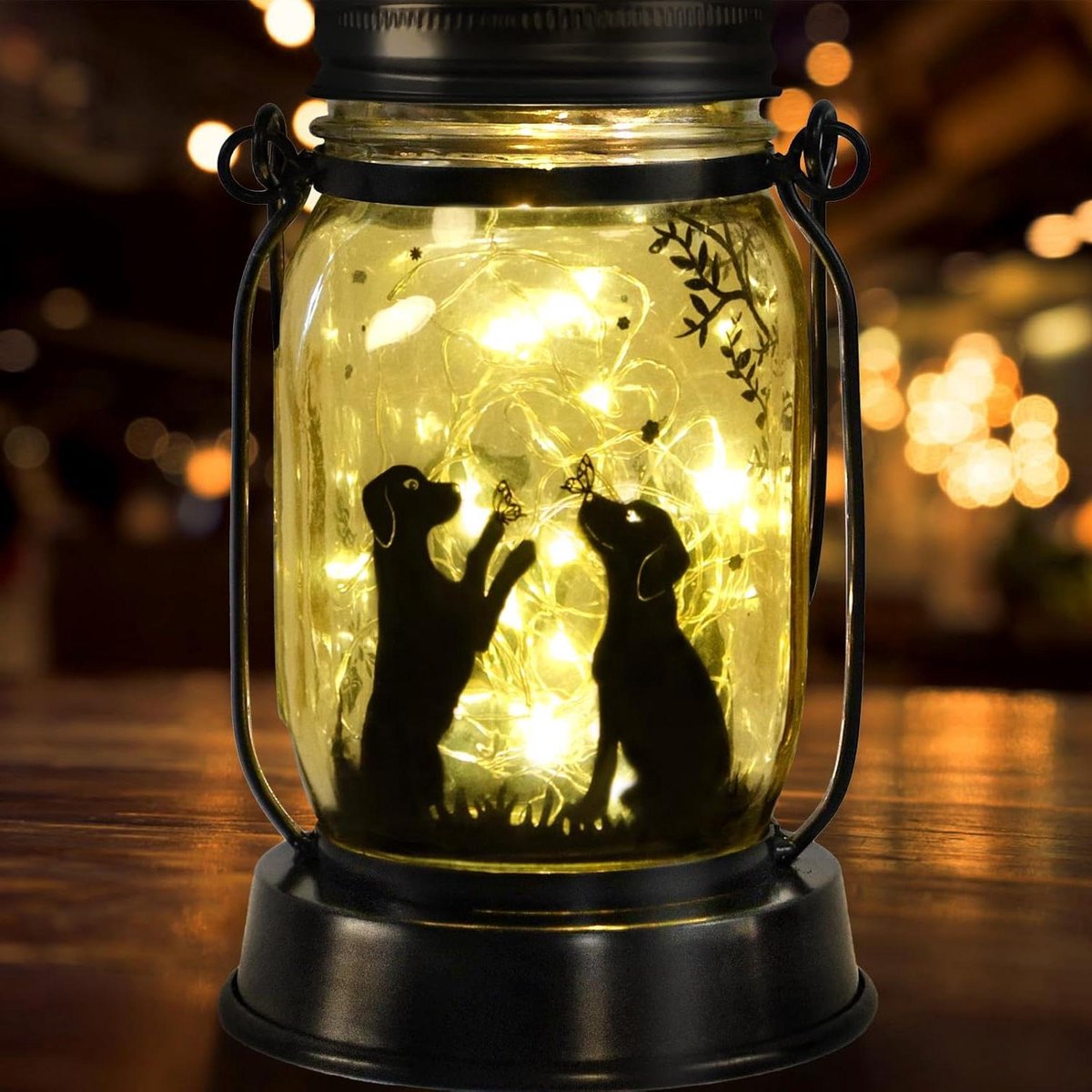 Zonneverlichting Hond - Tuinlamp Vlinder - Buiten Decoratie - 3 Montage Opties - 16.76 cm Hoog - Paar Honden