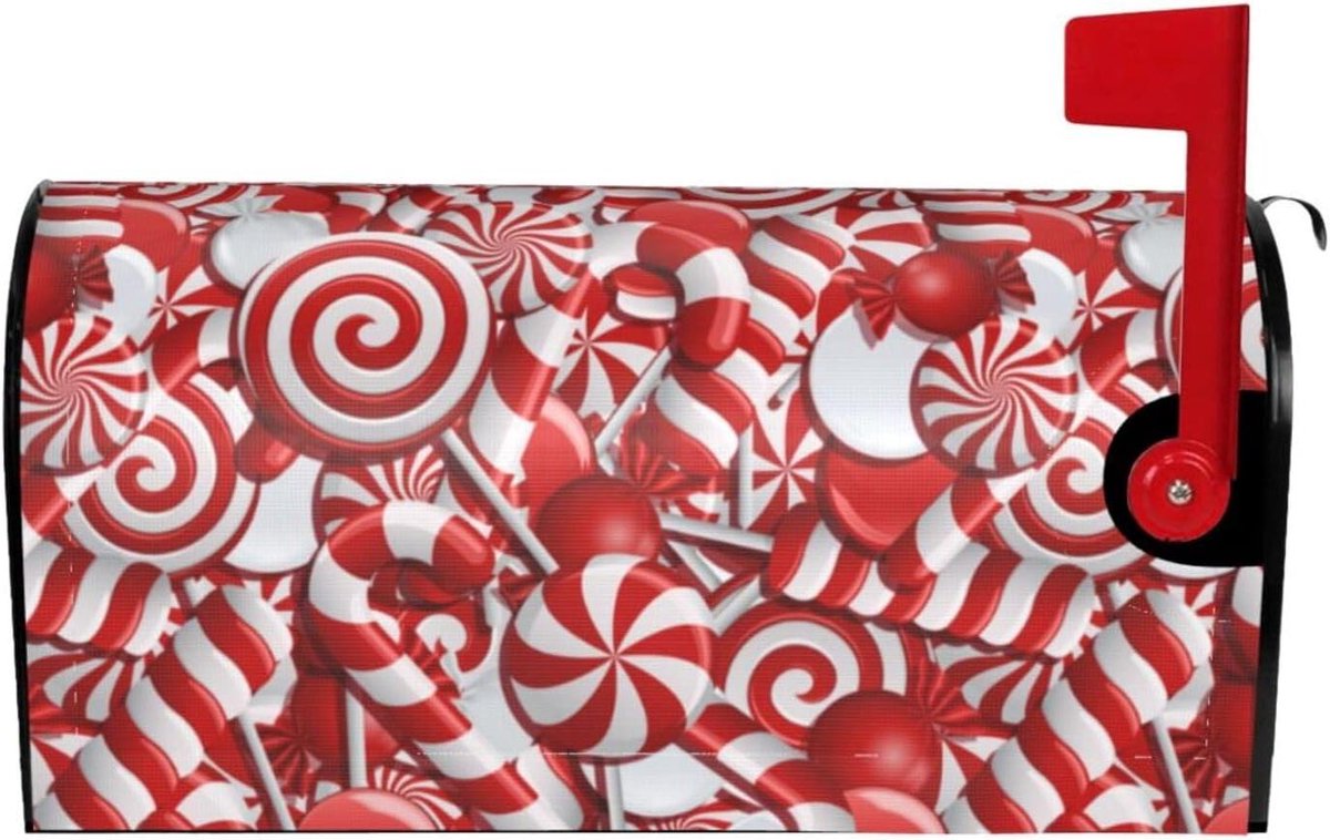Brievenbus Covers - Brievenbus Wraps - Tuin Decoratie - Magnetische Bevestiging - 21 x 18 Inch - Kerst Swirl Candy
