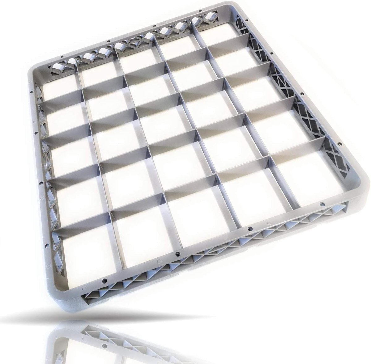 Vaatwasmand Opzetstuk - Bekermand Horeca - Hygiënisch Spoelen - 25 Vakken Gestructureerd - 50 x 50 cm - Antraciet