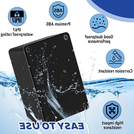 Waterdichte Verdeeldoos IP65, 4 Stuks Elektronische Behuizing 65 x 58 x 35 mm, Aansluitdoos met Schroeven en Afplakstrips voor Binnen en Buiten Elektrische Installaties — afbeelding 4