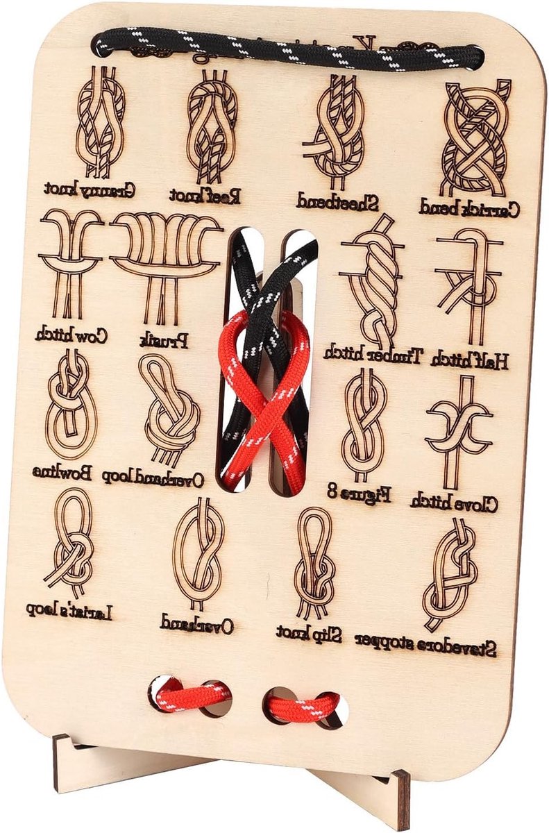 Training Board met 16 Essentiële Knoppen, Inclusief Beugel en 4 Nylon Touwen voor Outdoor Survival, Klimmen en Kamperen