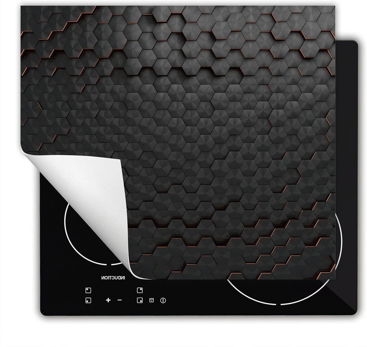 Inductie Beschermer - Kookplaat Mat - Extra Werkruimte - Antislip Vinyl - 60x52 cm - Grijs 3D