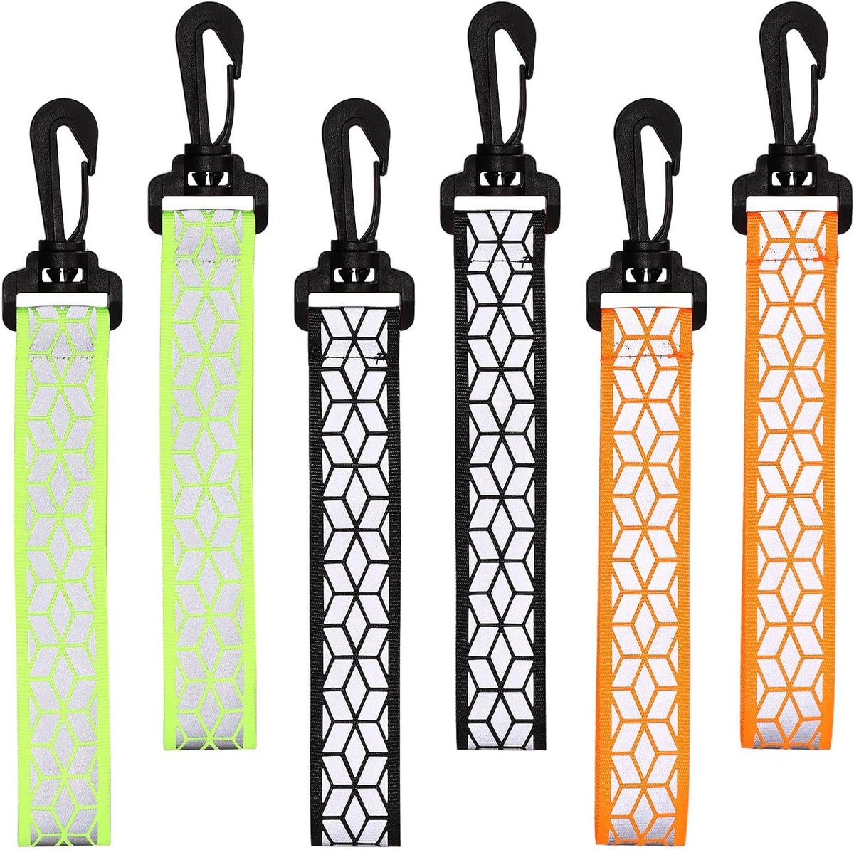 Reflecterende Sleutelhangers Set van 6, Veiligheidsreflectoren voor Rugzakken en Nachtwandelingen, Luminous Bands voor Extra Zichtbaarheid