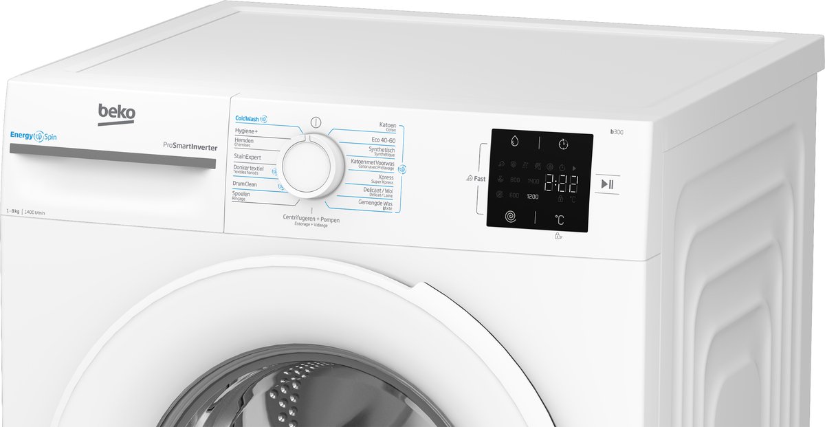 Beko b300 BM3WFU38412CW wasmachine Voorlader 8 kg 1400 RPM Wit — afbeelding 3