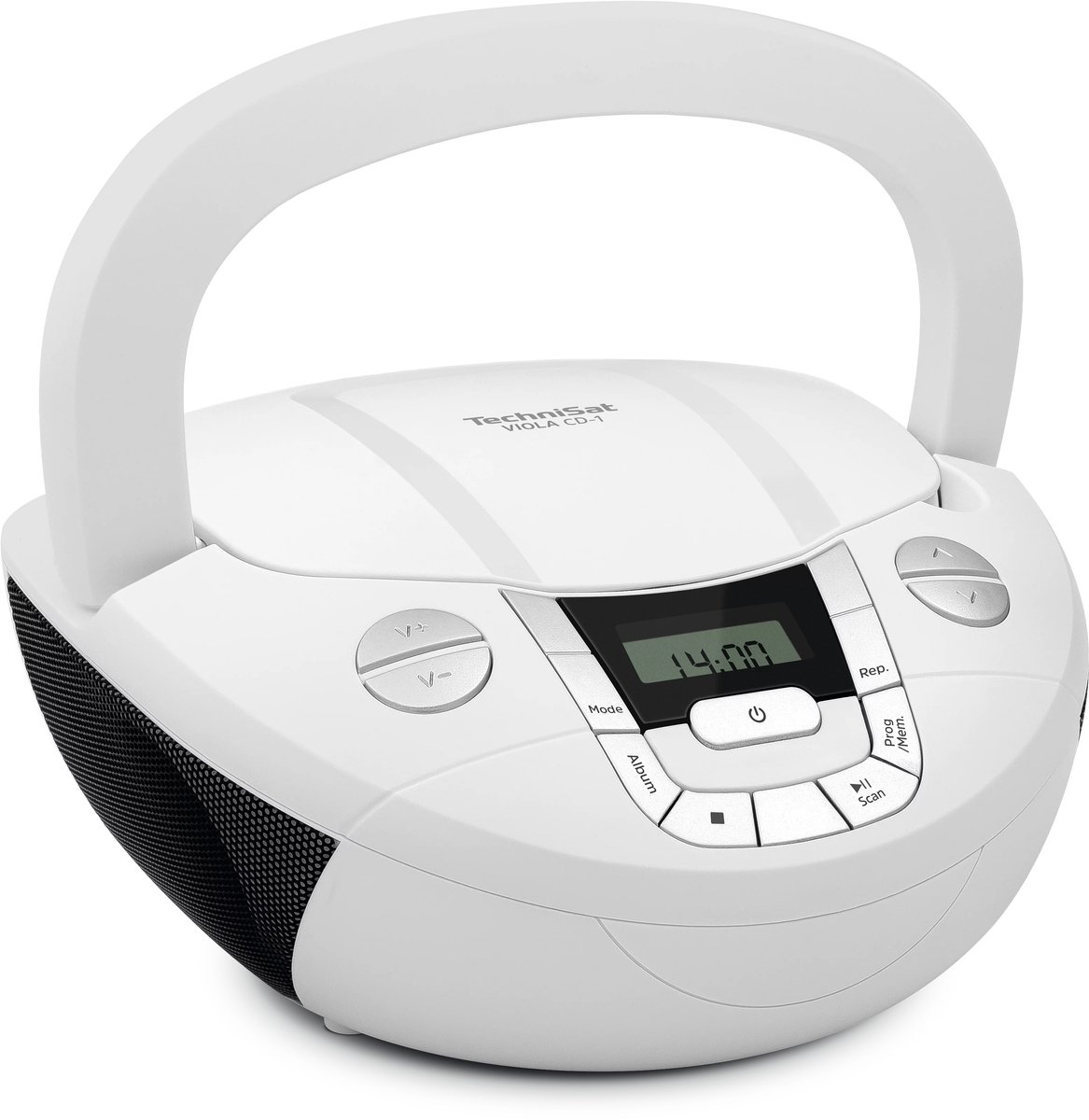 TechniSat VIOLA CD-1 - draagbare stereo cd-speler, boombox met praktische draaggreep (radio voor kinderen, FM-radiotuner, bluetooth-ontvangst, 2 x 1 W RMS-vermogen, net- en batterijvoeding) wit thumbnail 6