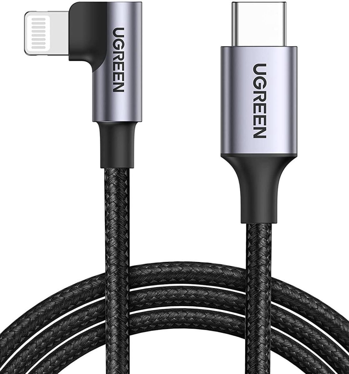 UGREEN 3A 90° MFi USB-C naar Lightning Kabel PD met Haakse Hoek 2M