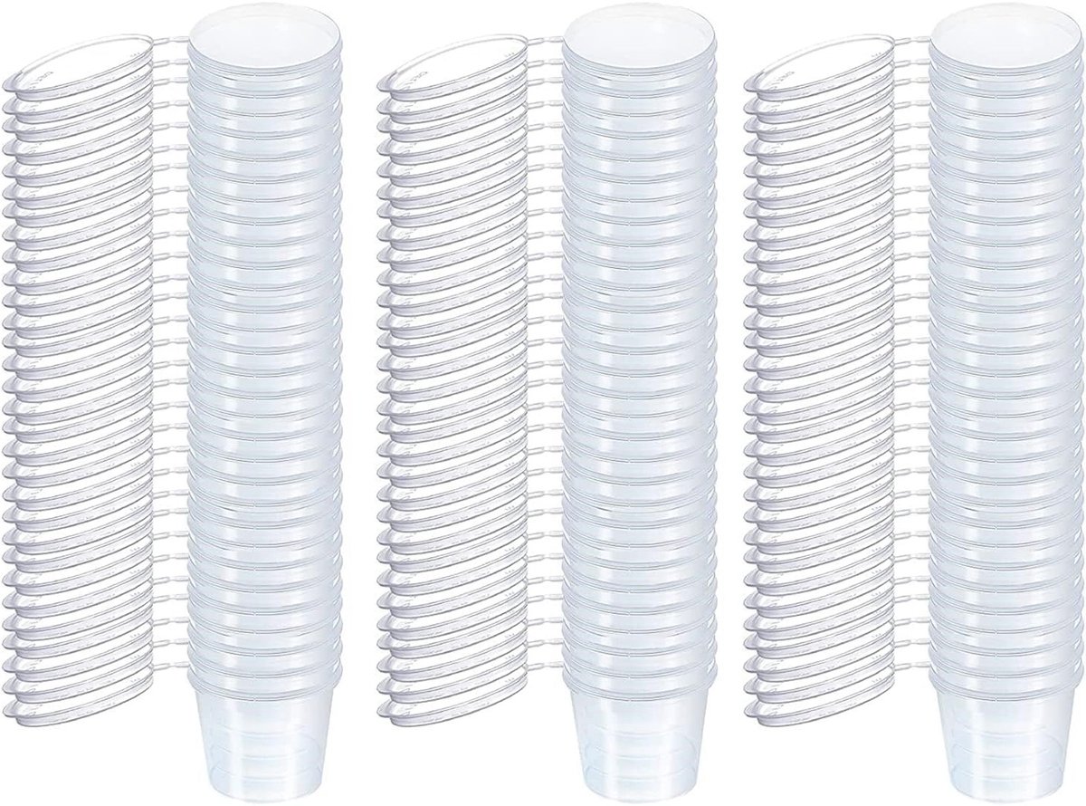 Set van 50 Lekvrije Plastic Bewaarcontainers van 100 ml, Geschikt voor Sauzen, Dips en Snacks, Magnetronbestendig