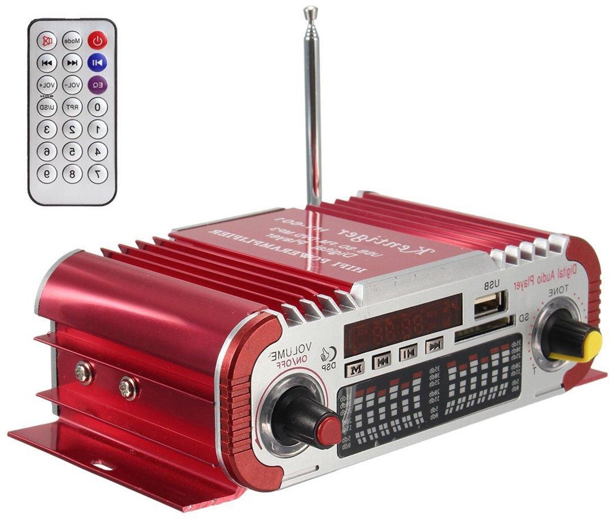 Stereo Versterker - Mini Audio Player - Muziek Afspelen - Dubbel Kanaal - 162 x 110 x 45 mm - Rood