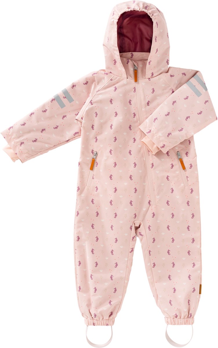 Fresk Regenpak voor Kinderen 4 yrs - Buitenspeelpak - Regenoverall - Regenkleding met Ritssluiting - Reflecterend - Elastische Afsluitingen - Meisjes - Roze - Seahorse
