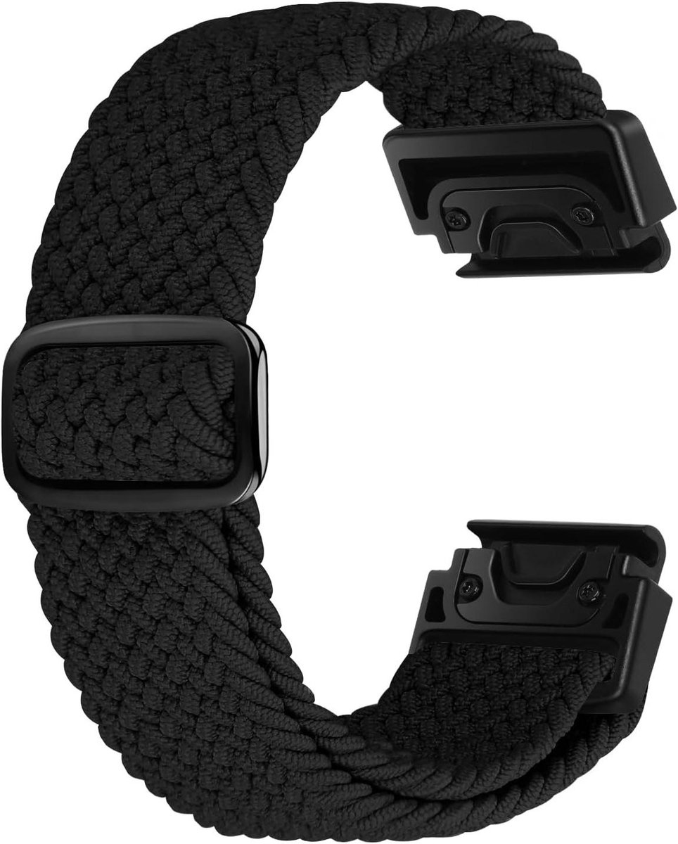 Elastische Horlogeband - Sportlus - Dagelijks Gebruik - Verstelbare Lengte - 22 mm - Zwart