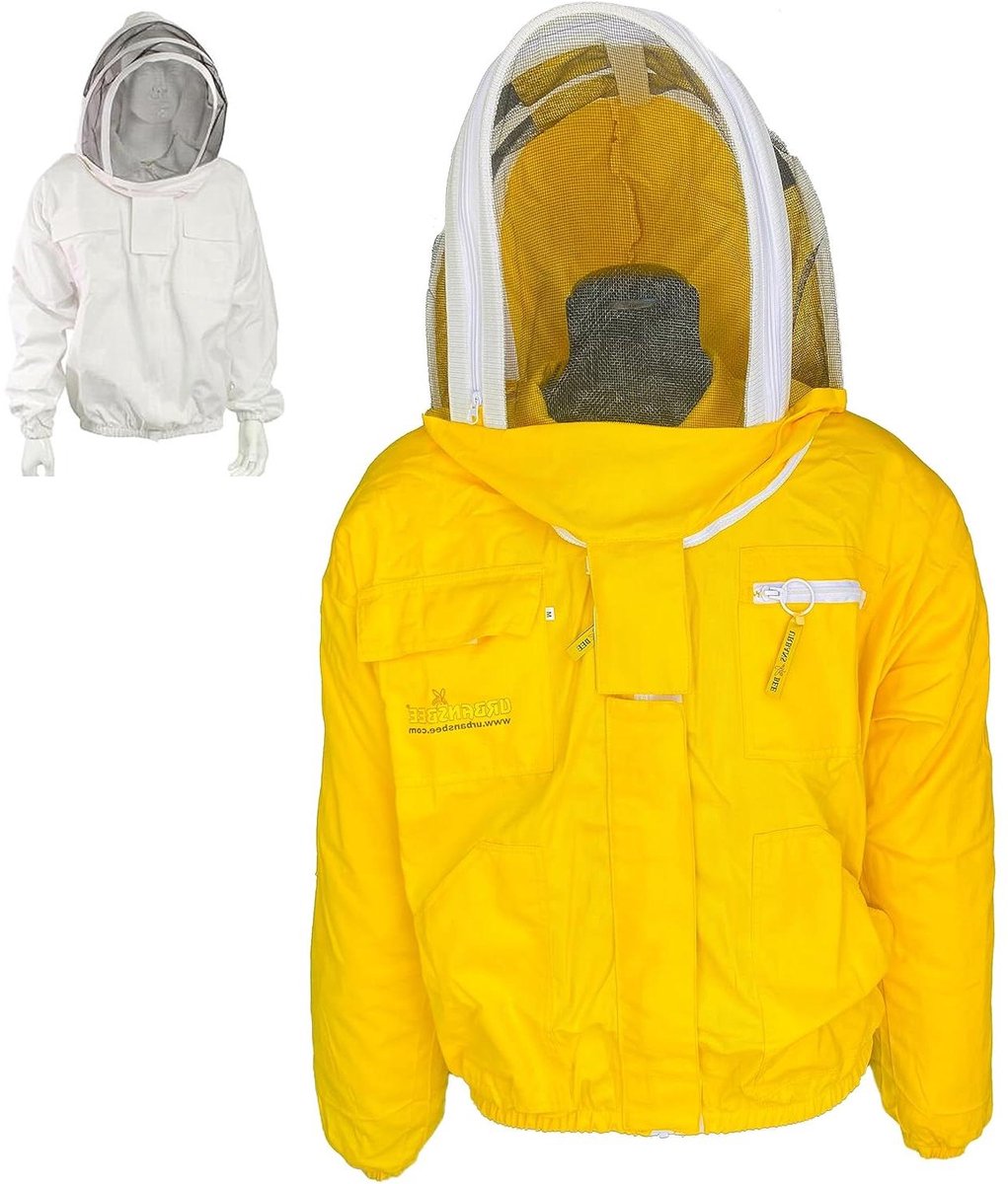 Imkerjas met masker - Beschermende kleding - Bijen houden - Ademend polykatoen - 45 x 286 x 4 cm - Wit