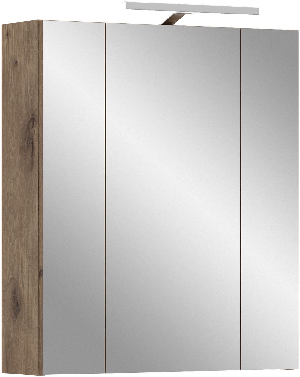 Spiegelkast Ice Xonox - Mat Zwart & Nox Oak - 60x70x18 Cm - Xonox - Badkamer Spiegelkast - Bruin - Spaanplaat