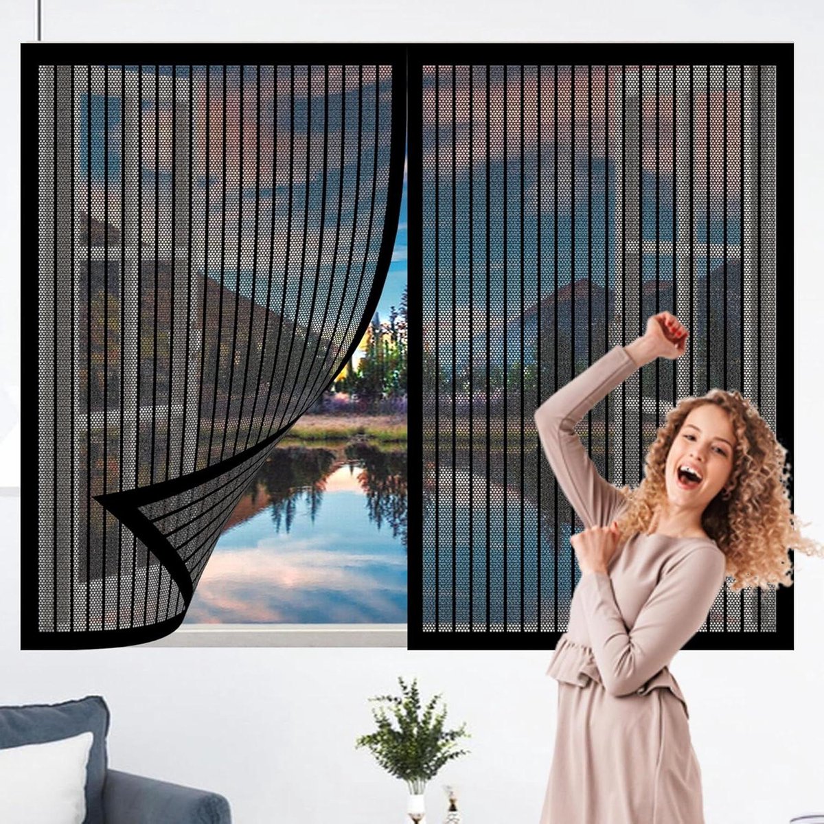 Magnetisch Hor - Vliegengaas Raam - Insecten Buiten Houden - Zonder Boren - 174x170 cm - Z