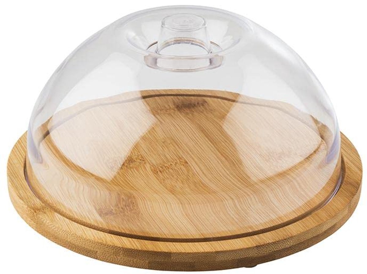 APS-Germany® Serveerplank- Borrelplank - Kaasplank - Snijplank - met deksel - 20,5 cm ø - bamboe