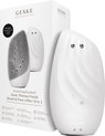 Doos en wit GESKE Sonic Thermo Facial Brush & Face-Lifter met 8-in-1 functies. Bevat de borstel en de app-interface.
