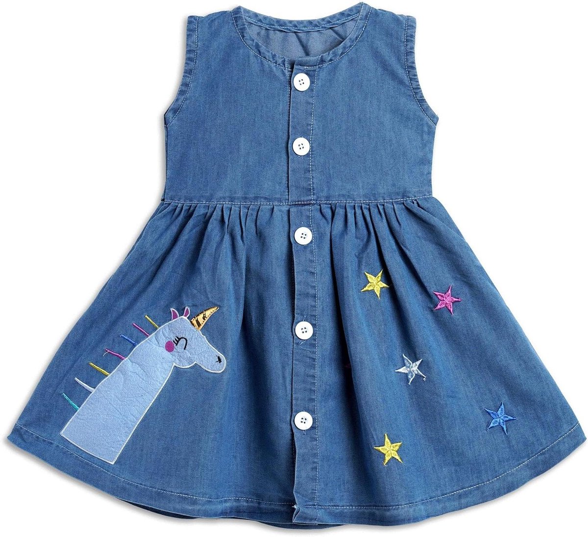 Babymeisjes Jurk - Kinderjurk Feestjurk - Feestelijke Gelegenheid - Bloemen Borduurwerk - 0-24 Maanden - Blauw
