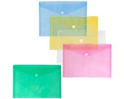 Enveloptas Foldersys A4 dwars PP transp ass. kleuren 10 st Assorti Omslagen A4 VelcroA4