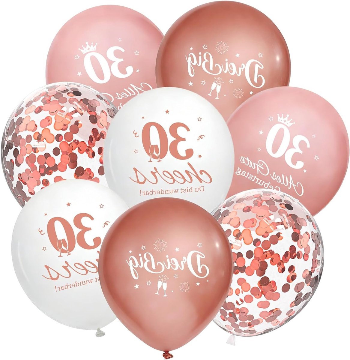 Verjaardagsballonnen in roségoud voor een feestelijke sfeer - 30 stuks feestdecoratie