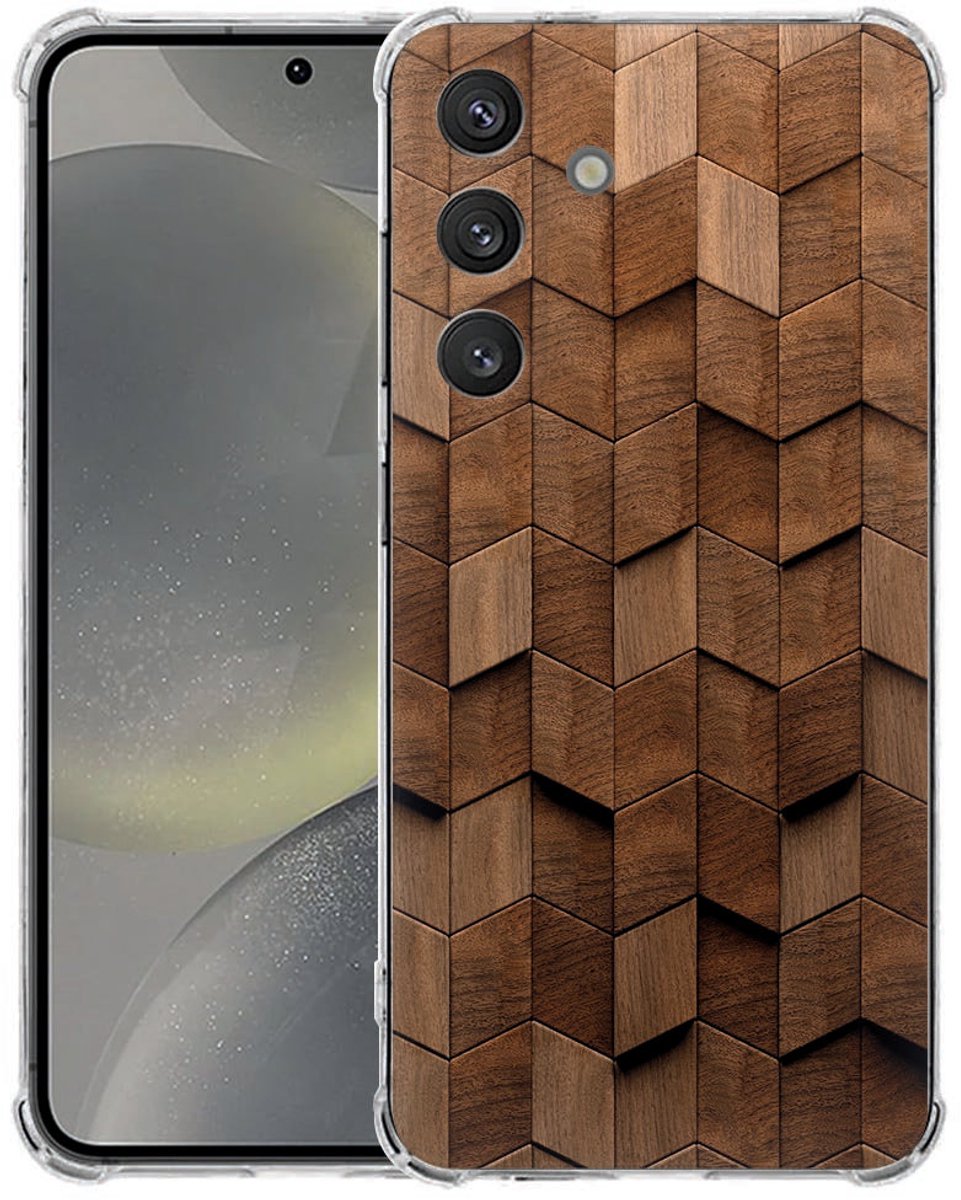 Samsung Galaxy S25 FE Softcase - Wooden Cubes TPU Antishock