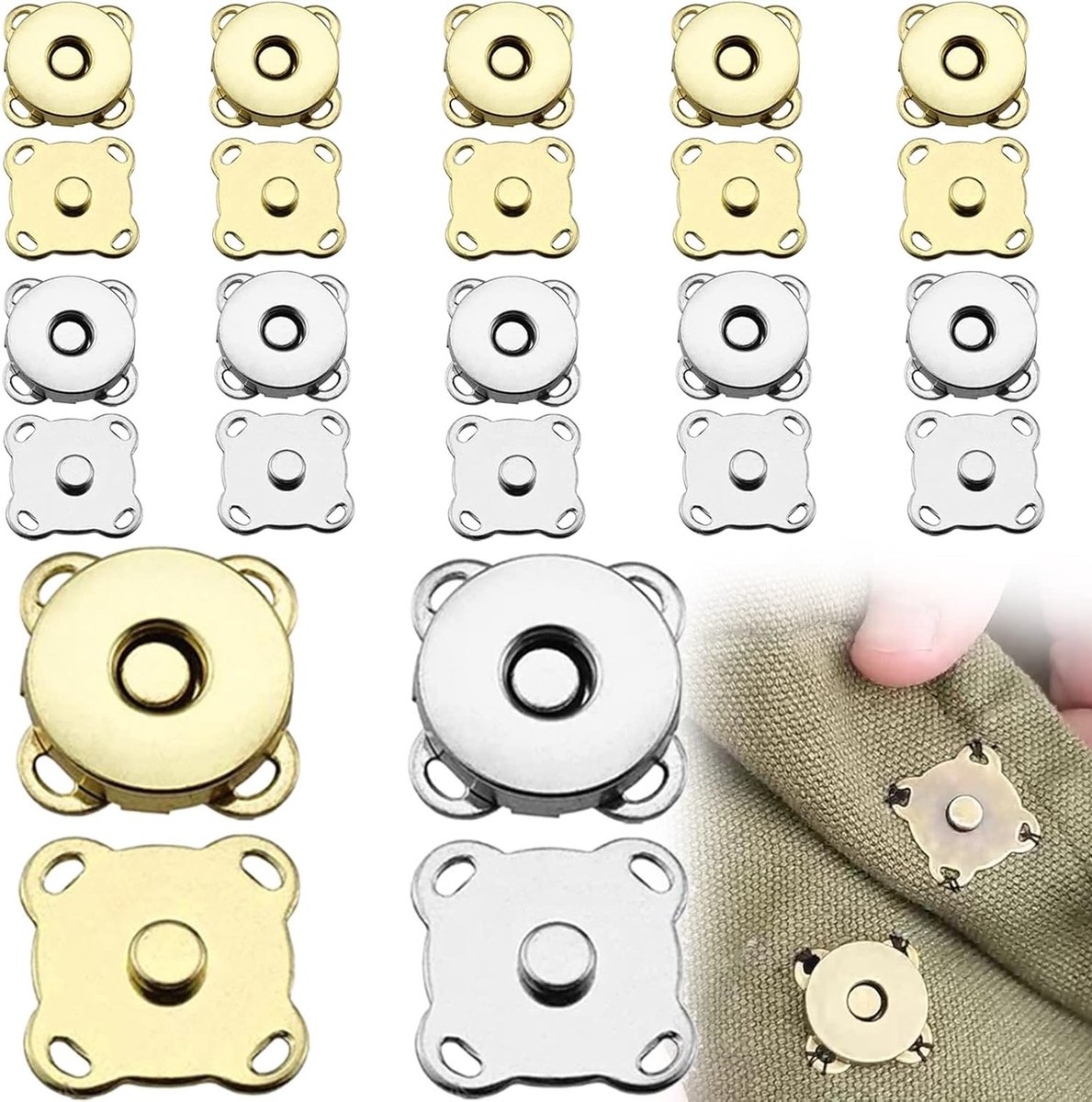 10 Paar Magnetische Drukknopen voor Naaiwerk, Magnetische Ritsen en Handgemaakte Tassen, 14mm Magnetische Knoppen in 2 Kleuren voor Creatief DIY Gebruik