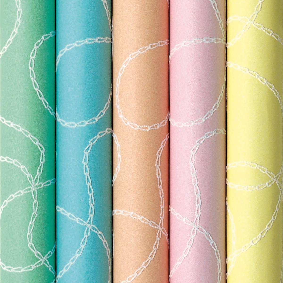 Luxe Cadeaupapier Set – 4 Rollen – 150 x 70 cm – Pastel Kleuren – Geschenkpapier met Elegant Design