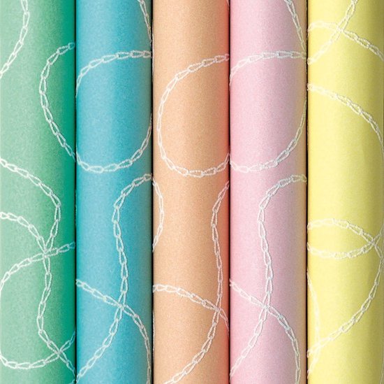 Set de Papier Cadeau de Luxe – 4 Rouleaux – 150 x 70 cm – Couleurs Pastel – Papier Cadeau avec Design Élégant