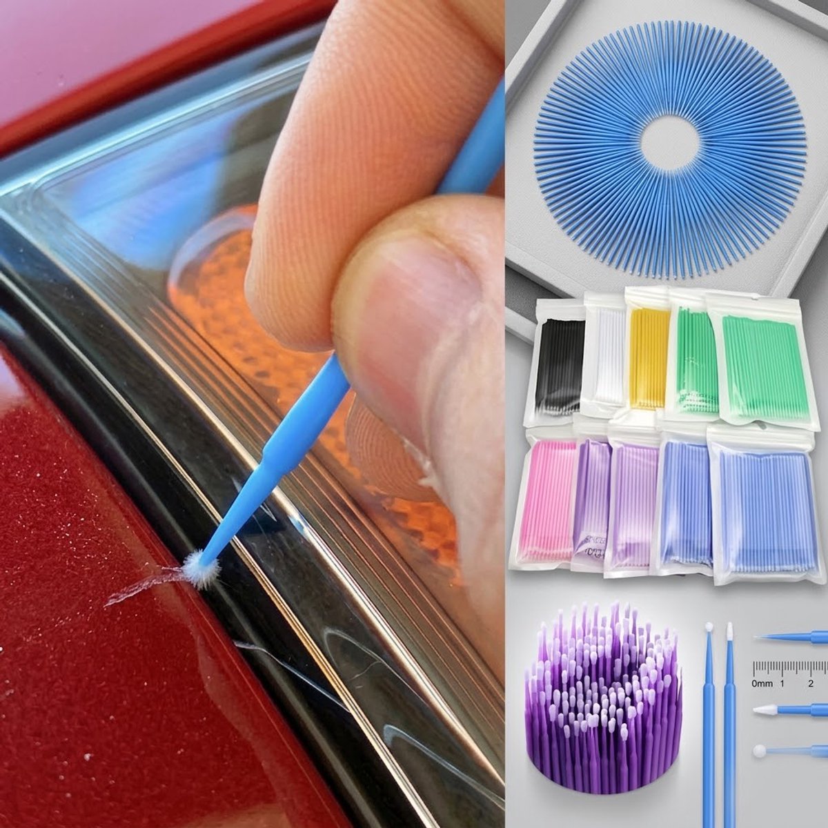 150 Stuks Micro Detail Borstels – Auto Interieur Reiniging Set – Precisie Wattenstaafjes voor Ventilatieroosters, Knoppen en Smalle Ruimtes – Willekeurige Kleur
