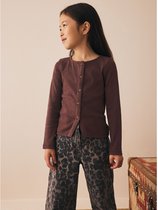 Next - Meisjes - Geribbeld vest met lange mouwen - Bruin