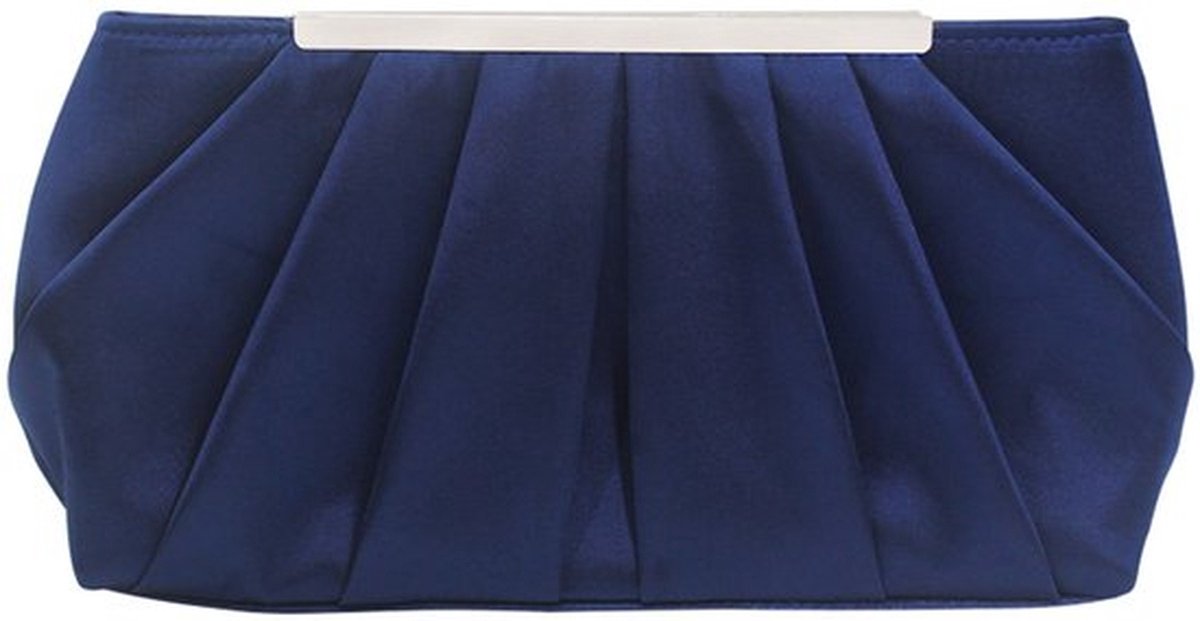 Avondtas voor dames - Elegante geplooide satijnen clutch - Eenvoudige modieuze schoudertas - Bruidstas - Handtas voor bruiloftsfeest en gala - Donkerblauw