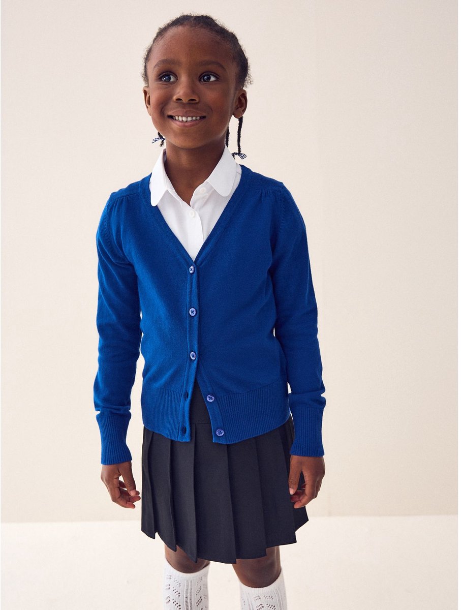 Next - Meisjes - Schoolhemdje met V-hals met hoog katoenpercentage - Blauw
