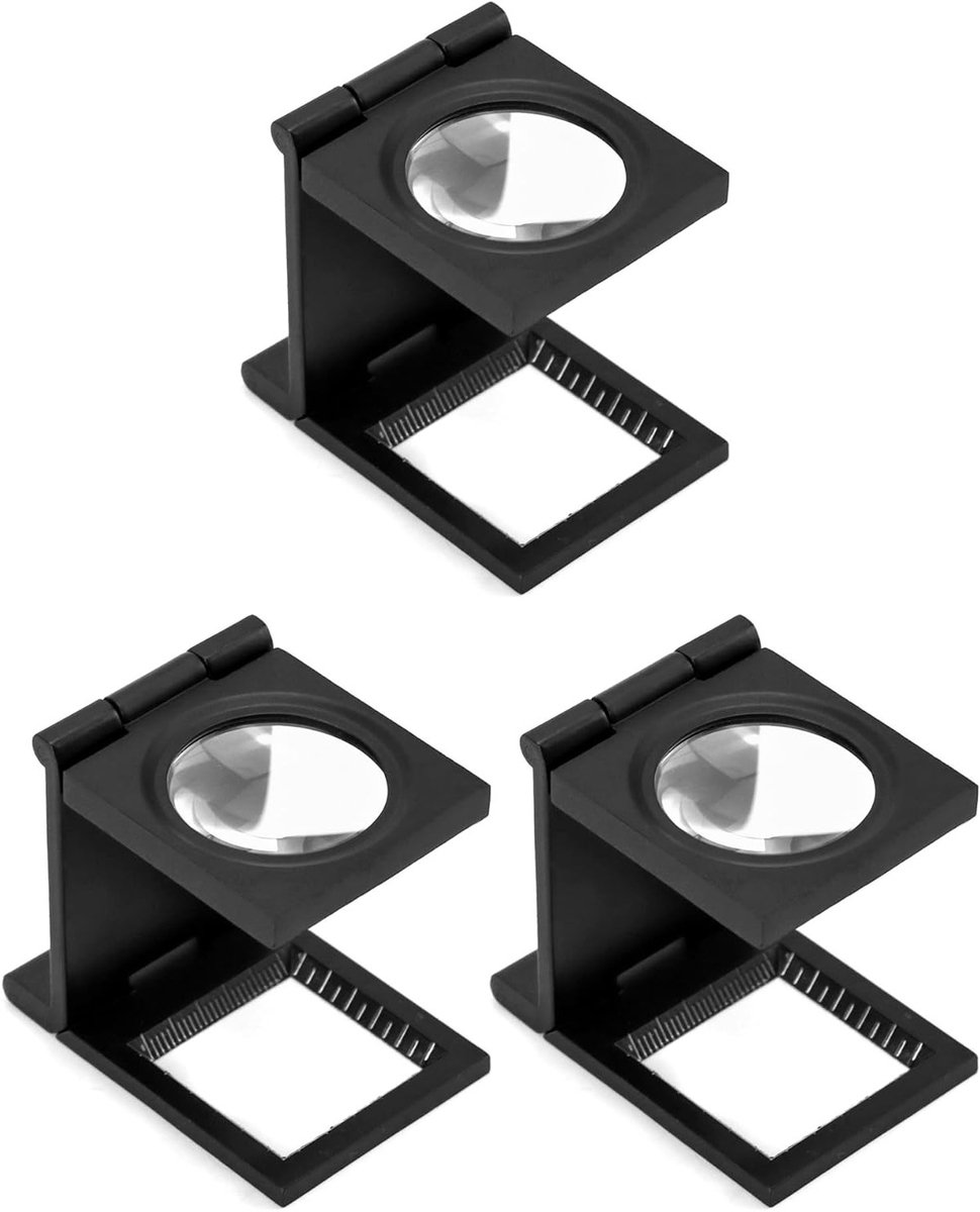 3 Stuks Mini Vouwloep, 10X Vergrootglas met Liniaal, Metaal Draad Tellen voor Solderen, Naaiwerk en Lezen van Textiel