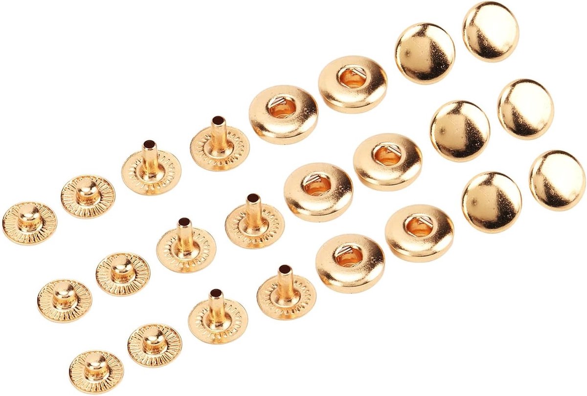 Set van 200 metalen drukknopen van 8 mm voor leerbewerking, naaiherstel en kledingaccessoires - Glanzende messing drukknopen met uitstekende kwaliteit