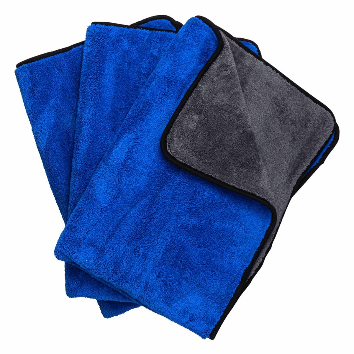 Glossio 3-pack Mega Dry XL Microvezel Droogdoek Blauw/Grijs 60x90cm 800gsm voor Snel en Veilig Drogen