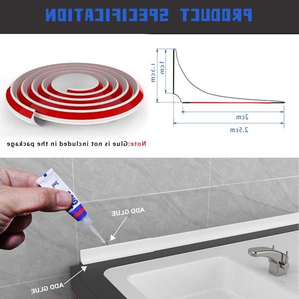 Siliconen Douchedrempel van 3 Meter voor Waterafscheiding, Zelfklevende Badkamervloer Scheidingsstrip, Waterdichte Rand voor Douchebak en Bad, Ideaal voor Vochtbestrijding en Mouldpreventie