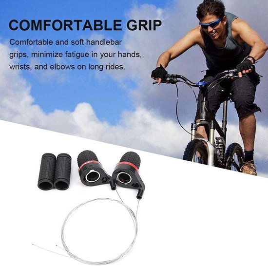 Fiets Shifters - Versnellingshendels Mountainbike - Snelheid Veranderen - Antislip Rubber Grip - 2.25 cm Diameter - Rood Zwart van fiets — afbeelding 3