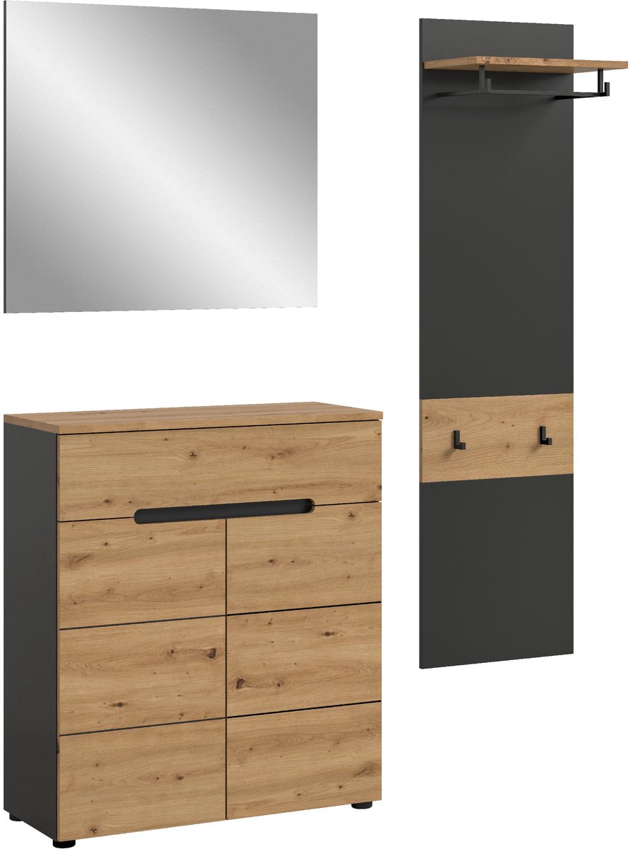Canu garderobe opstelling C26 eiken decor, grijs.