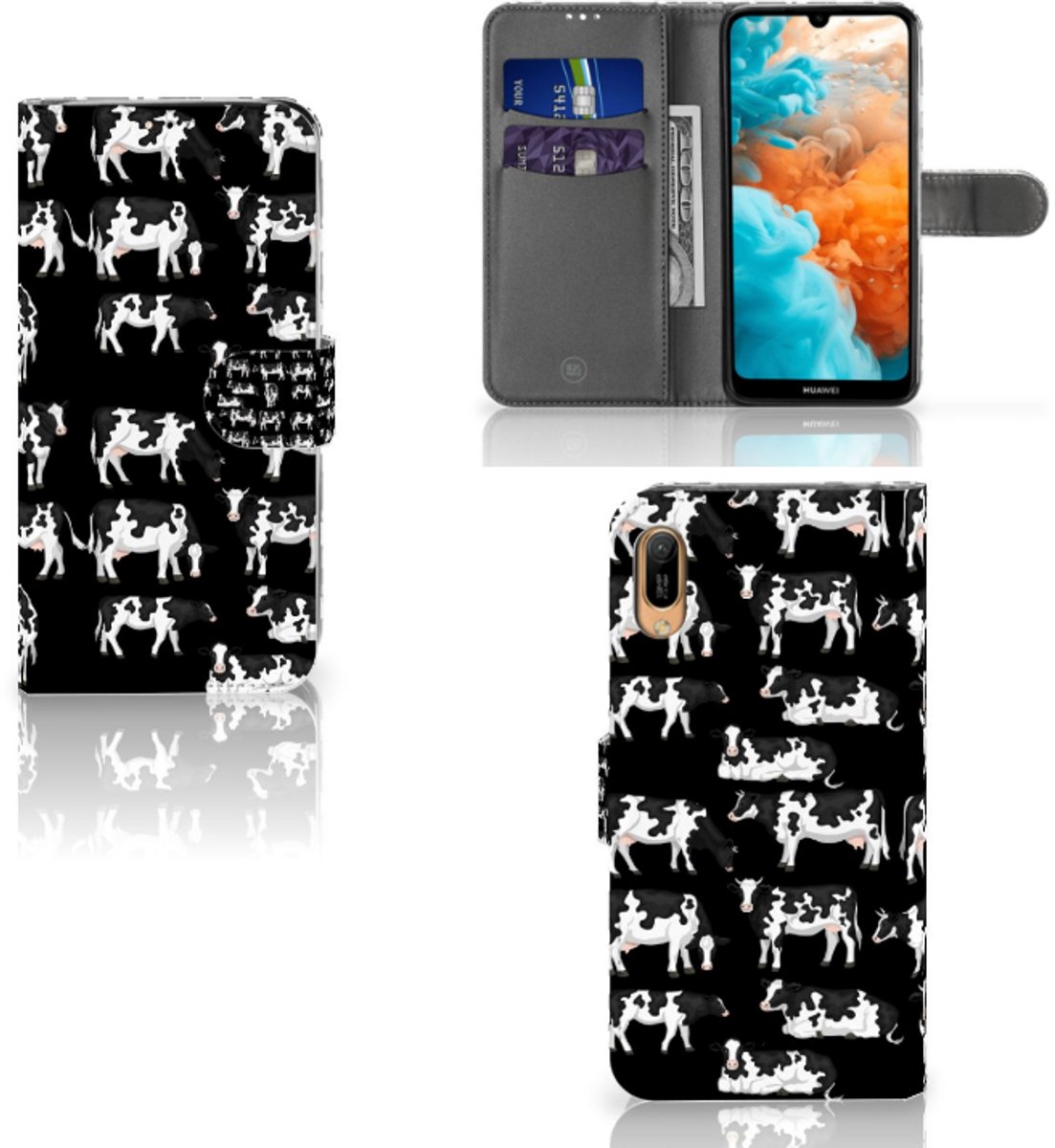 Huawei Y6 (2019) Telefoonhoesje met Pasjes Koetjes