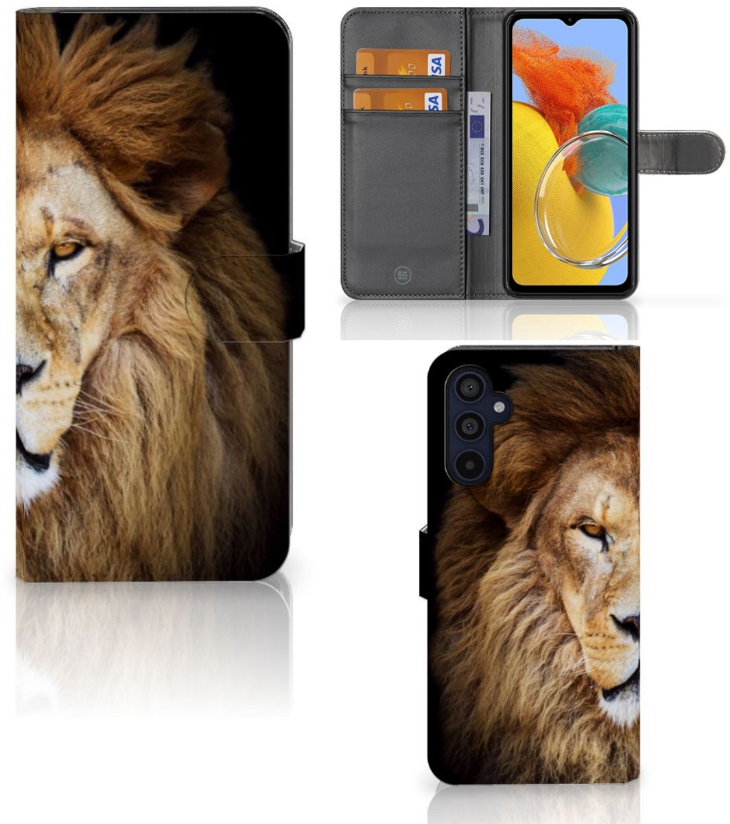 Samsung Galaxy M14 Telefoonhoesje met Pasjes Leeuw