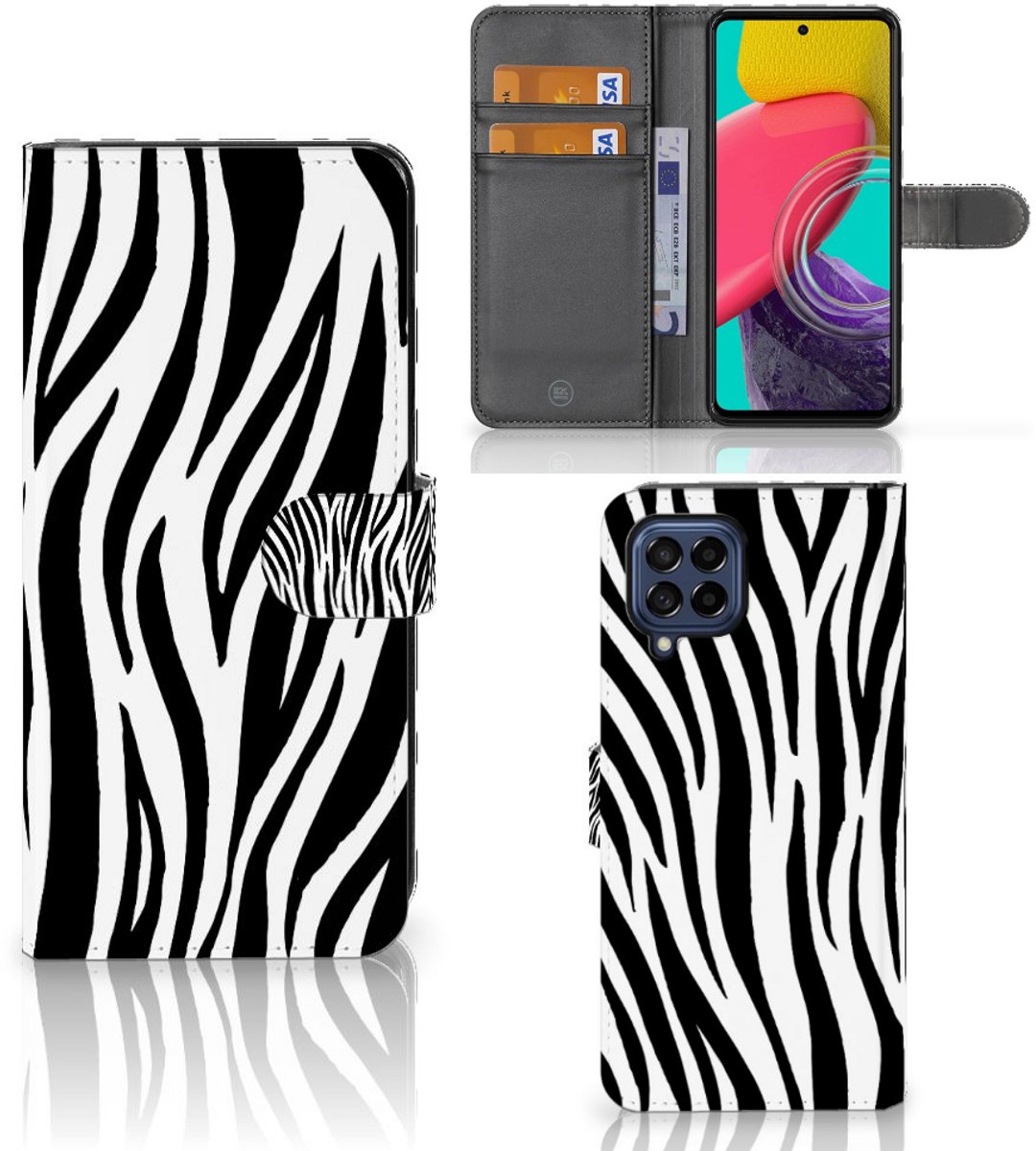 Samsung Galaxy M53 Telefoonhoesje met Pasjes Zebra