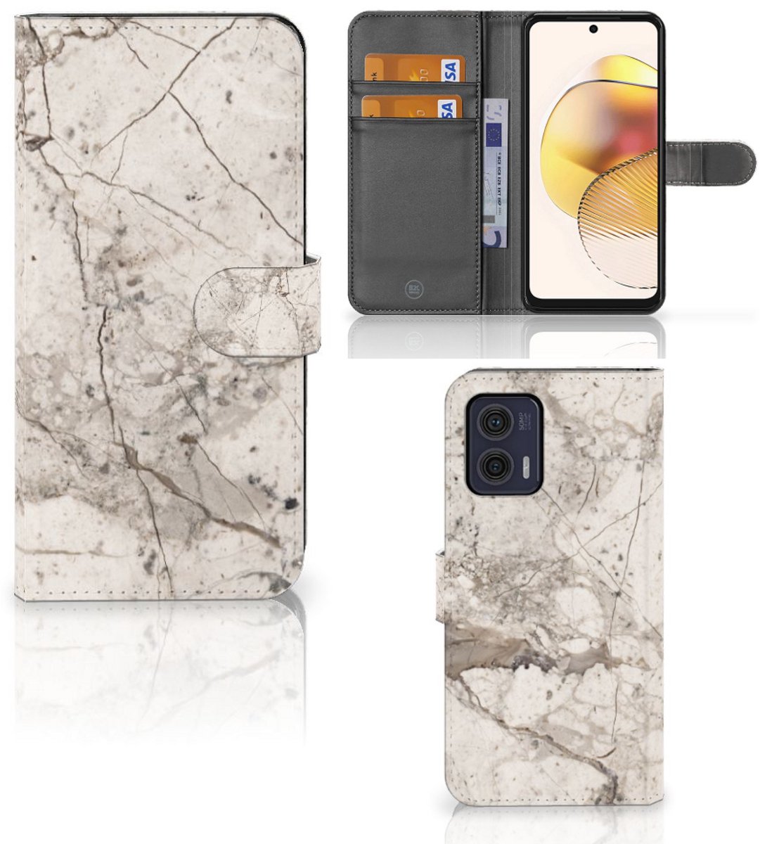 Motorola Moto G73 Bookcase Marmer Beige