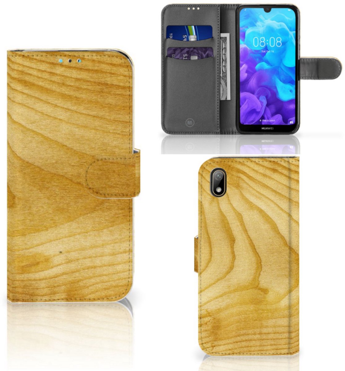 Huawei Y5 (2019) Book Style Case Licht Hout
