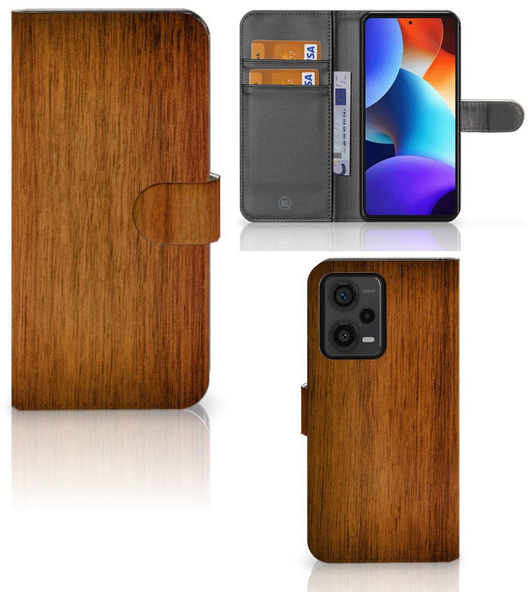 Xiaomi Redmi Note 12 Pro Plus Book Style Case Donker Hout