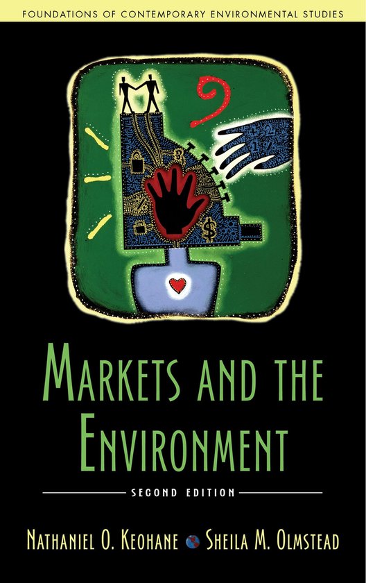 Boekomslag van 'Markets and the Environment', Tweede Editie. Illustratie met hand, hart en geldtekens.